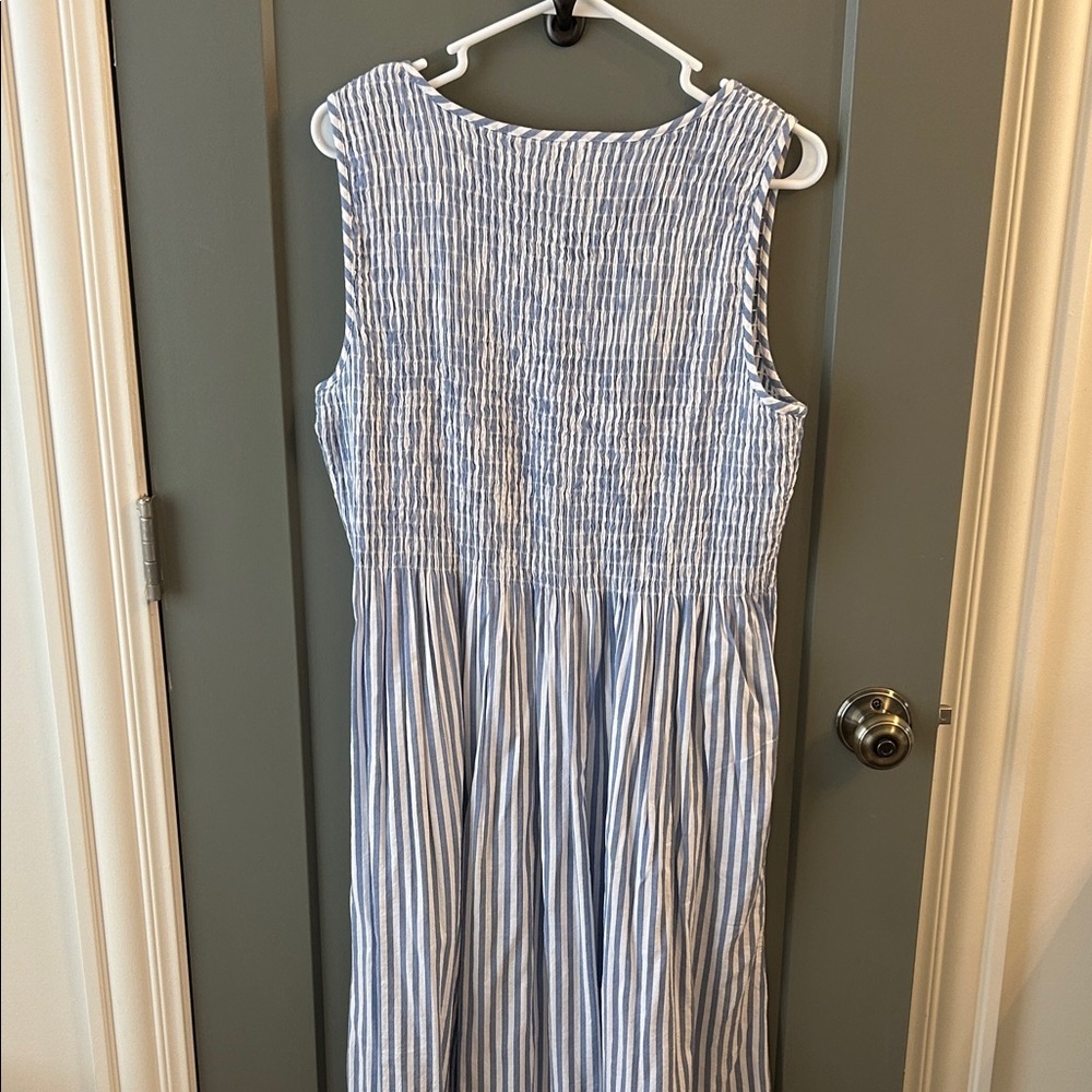 Croft & Barrow Blue and White Striped Midi Dress Size Large - Picture 4 of 5